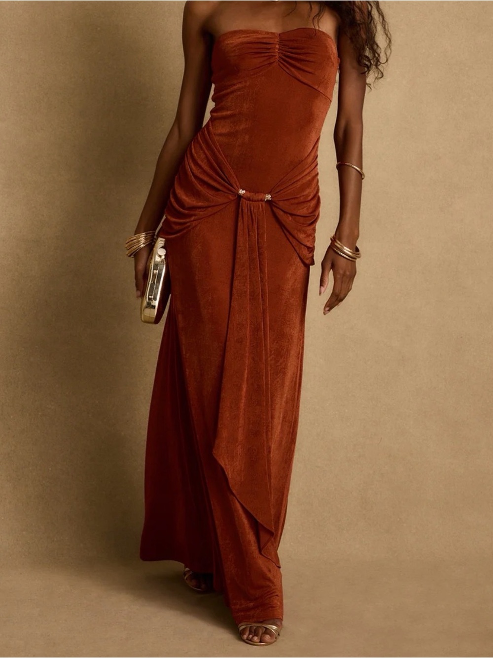 Strapless Rust Evening dress